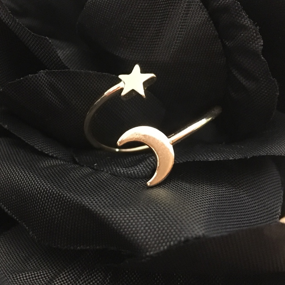 Dainty Star and Moon Accent Ring